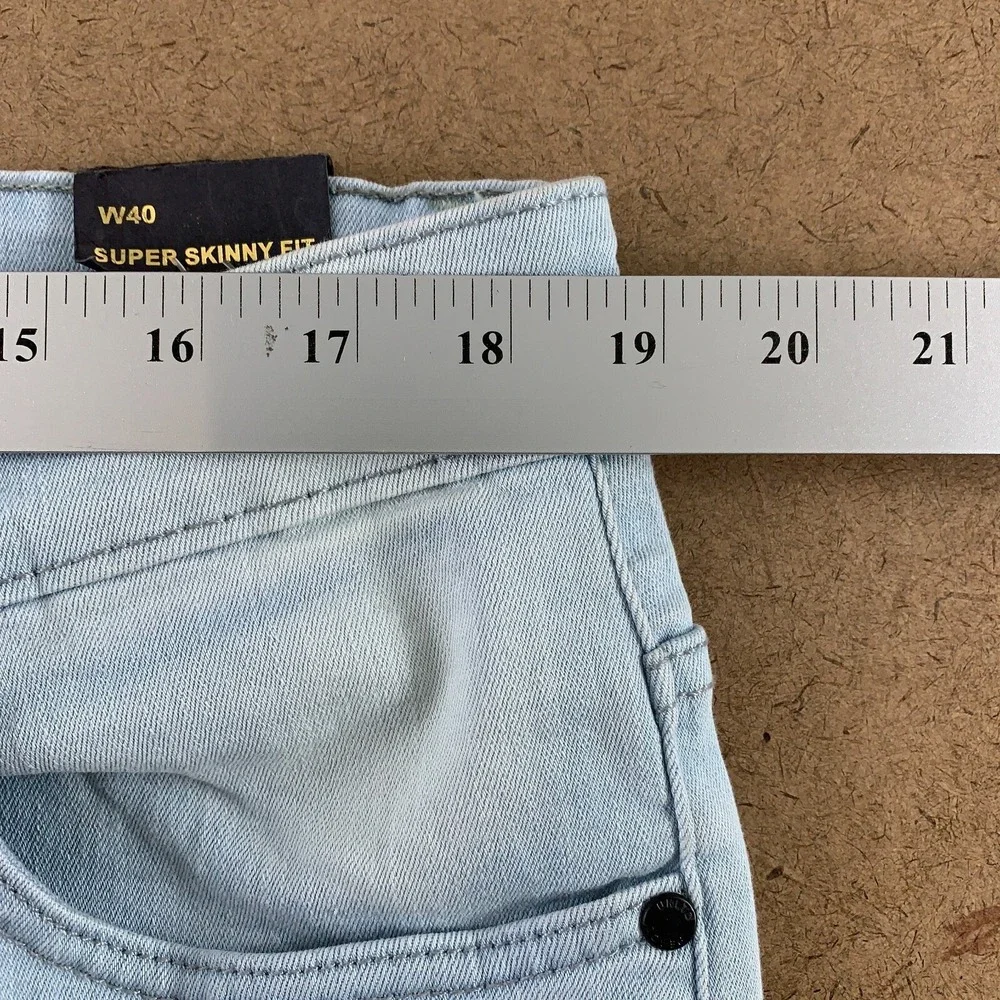 Peace Untd Men's Size 40 Light Wash Distressed Stretch Super Skinny Jeans NWT